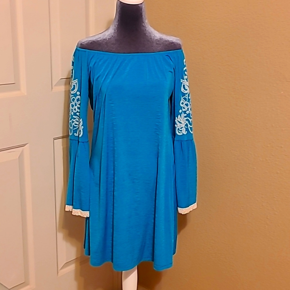 Turquoise, Western Style Tunic Dress